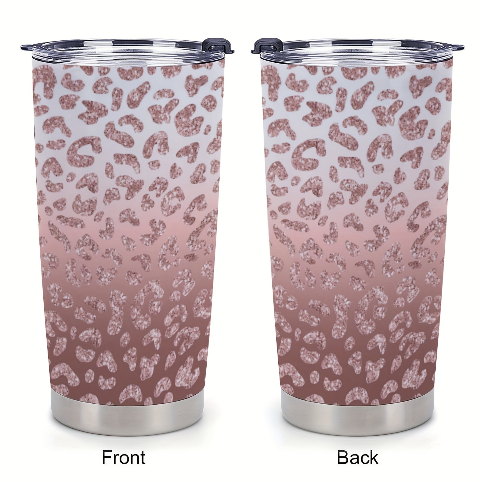 

Leopard Print Tumbler With Lid: 20oz Stainless Steel Water Bottle, Double Walled Insulated Drinkware, Perfect For Summer And Winter, Outdoor Travel Accessories