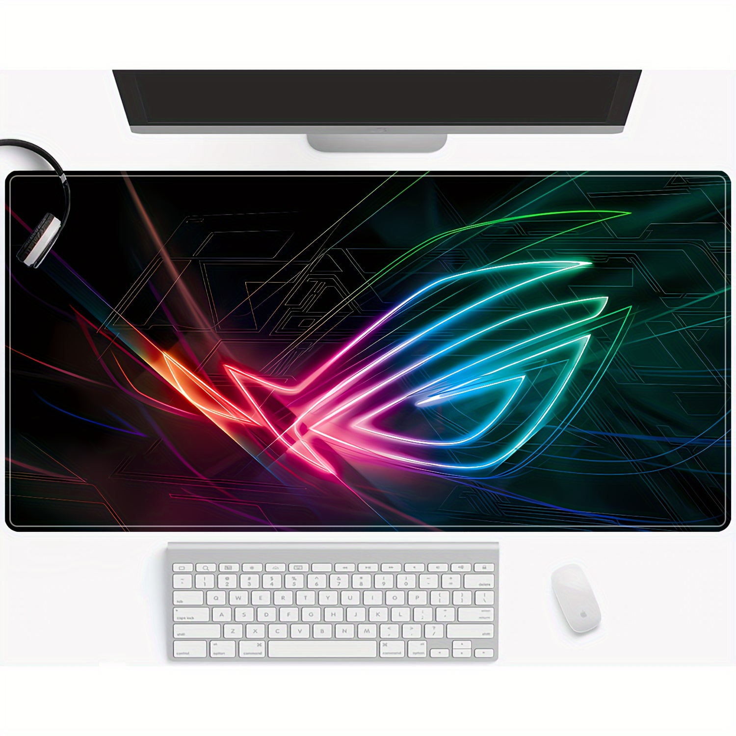 

Rog Large Gaming Mouse Pad, Rectangular Rubber Mat With , Non-slip Waterproof, Office Computer Accessory