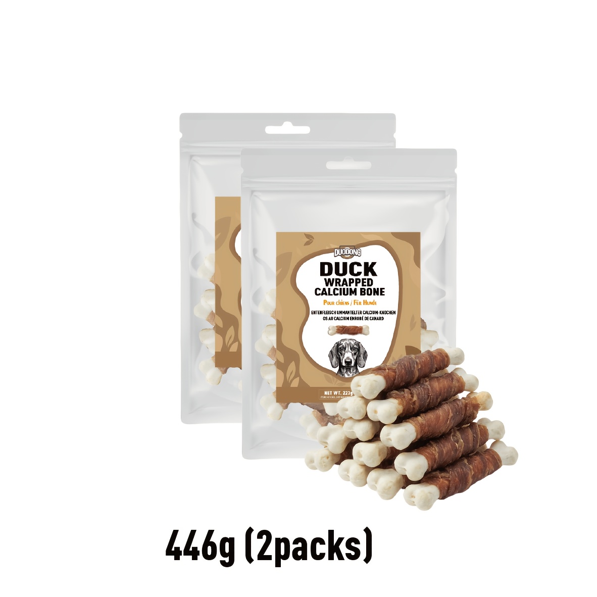 Image of Duck Wrapped Bones Dog Treats - Tear Stain & Dental Chews For Dogs - Easy To , Rich In Fatty - Rawhide-free High Protein Training Snacks
