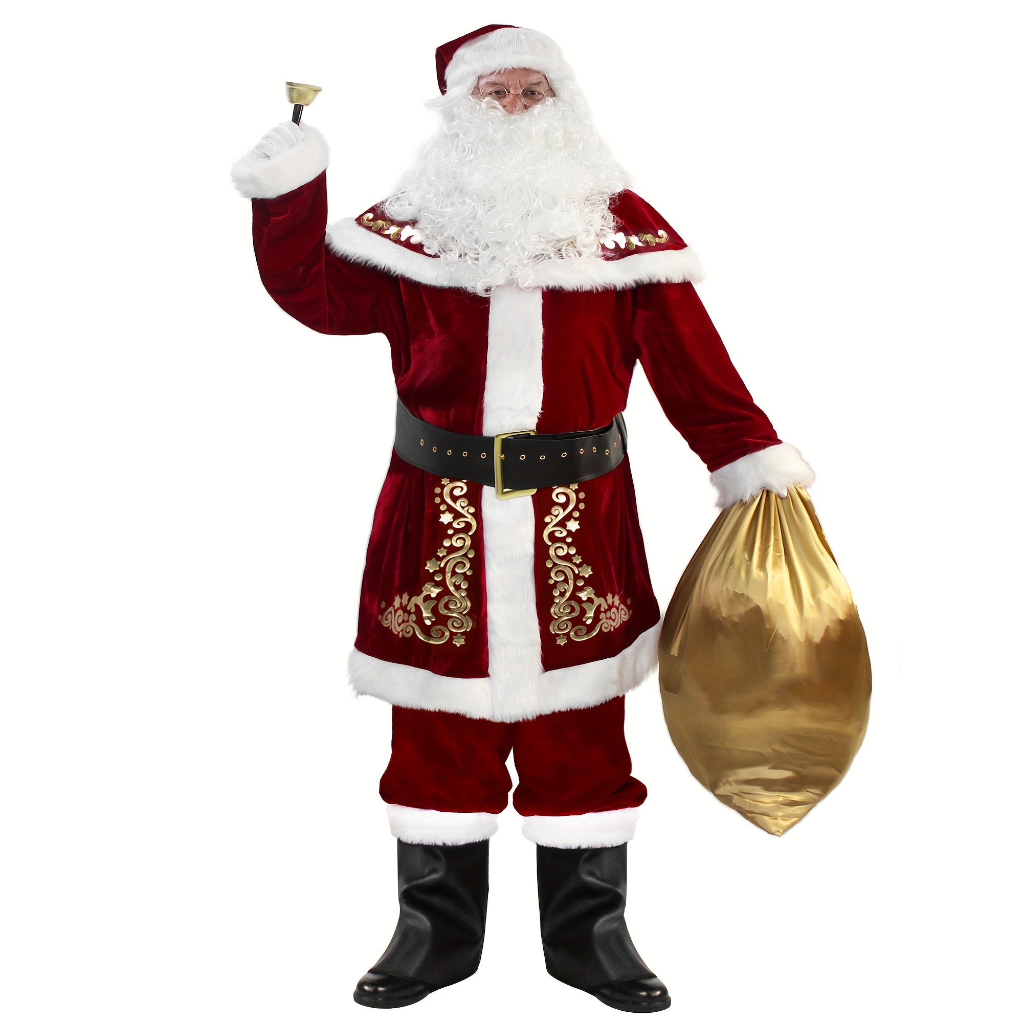 

Men's Deluxe Santa Suit 12pcs Christmas Adult Santa Claus Costume