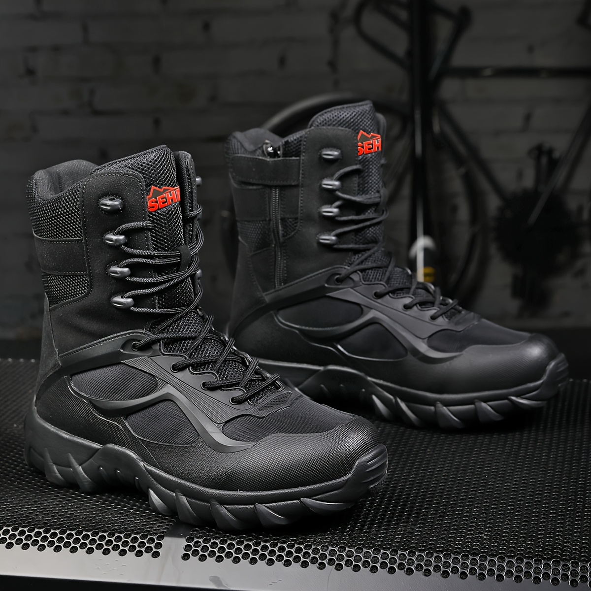 TEMU Men's Outdoor High-top Casual Comfortable Hiking Boots, Lightweight Breathable Trekking Shoes, Hiking Boots