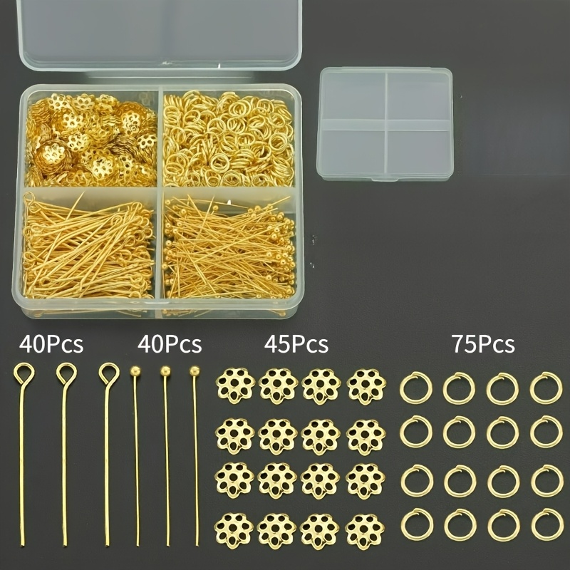 TEMU Kit de fabrication de bijoux : 40 aiguilles de 9 pouces, 40 aiguilles à tête sphérique, 75 anneaux de jonction , 45 supports de fleurs | Idéal