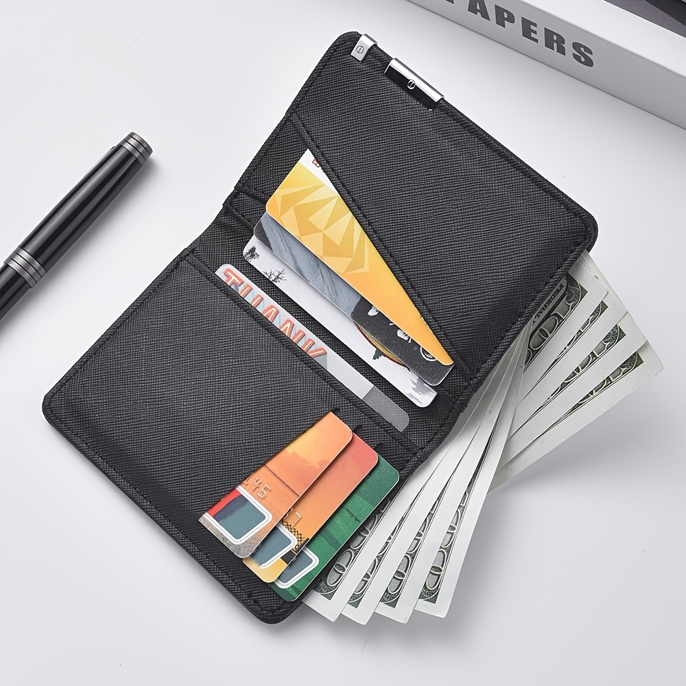 

Slim Business-style Wallet With Multiple Card Slots, Credit Card And License Holder, Geometric - Ideal For Daily Use And Holiday Gifts, Black Leather, Small Wallet