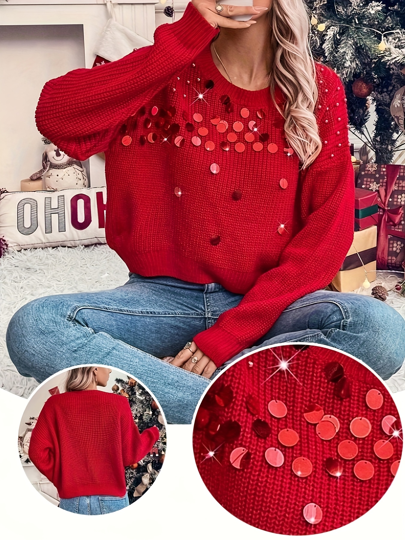 schicker off shoulder strass pullover damen – eleganter Temu Germany - Main Image