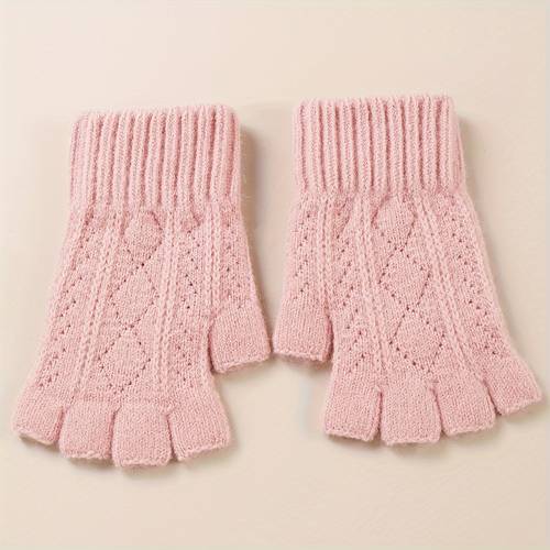 a pair of mens and womens autumn winter triangular pattern fashionable and simple gloves outdoor windproof split finger arm warmers
