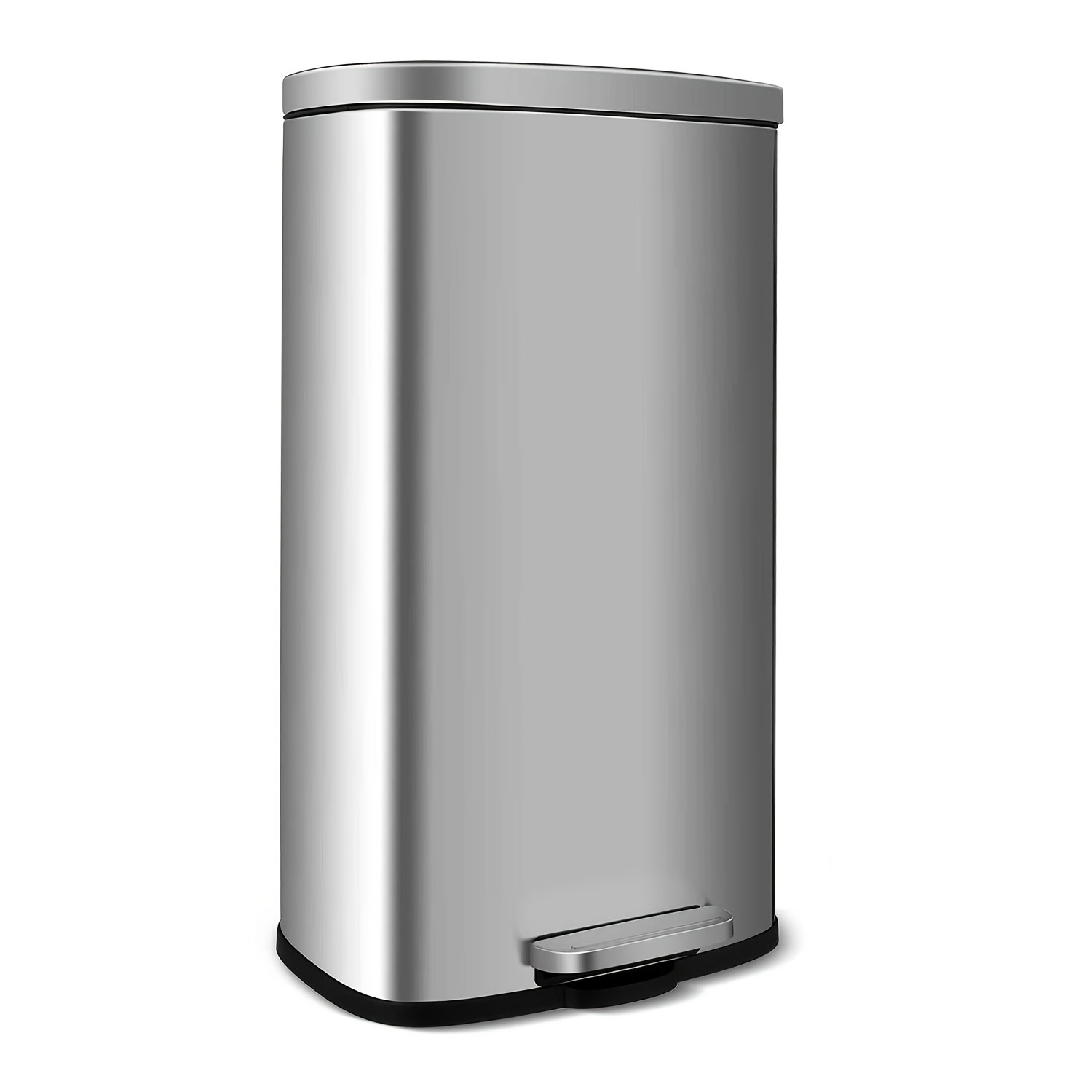 TEMU 8-gallon (30 L) Kitchen Bin, Stainless Steel Rubbish Bin, Pedal Bin With Removable Inner Bucket, , Trash Can With Lid, For Home, Bedroom And Office, Silver