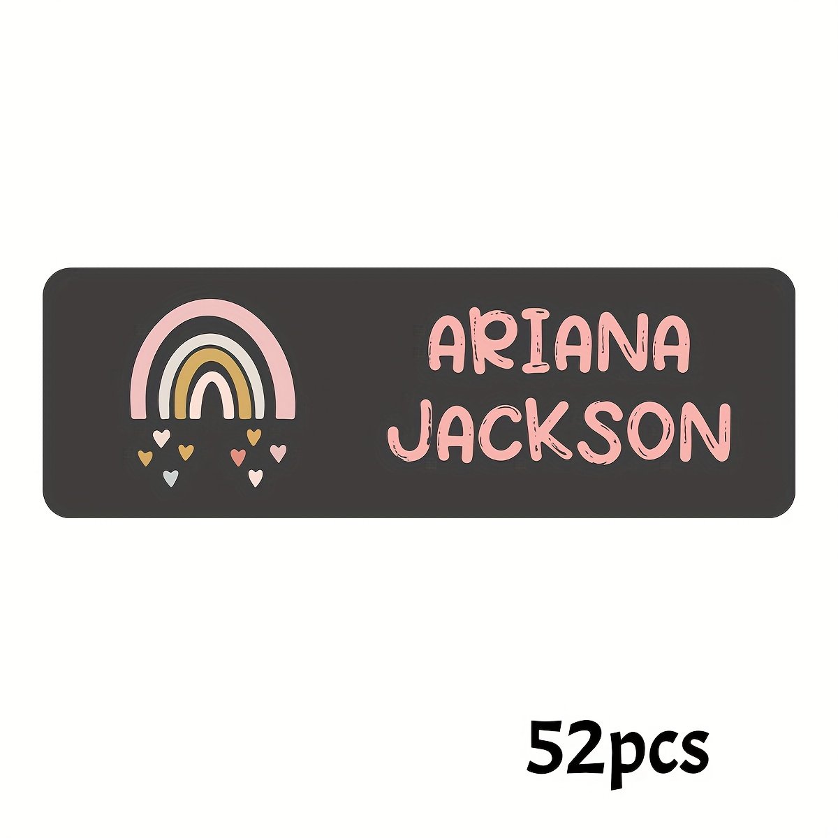 Image of 52-520pcs Custom Name Daycare Labels, Personalized Name Stickers For Clothing, Customizable Name Labels, Water Bottle Stickers, Birthday, Customized Rainbow Stickers, School Supplies, Son