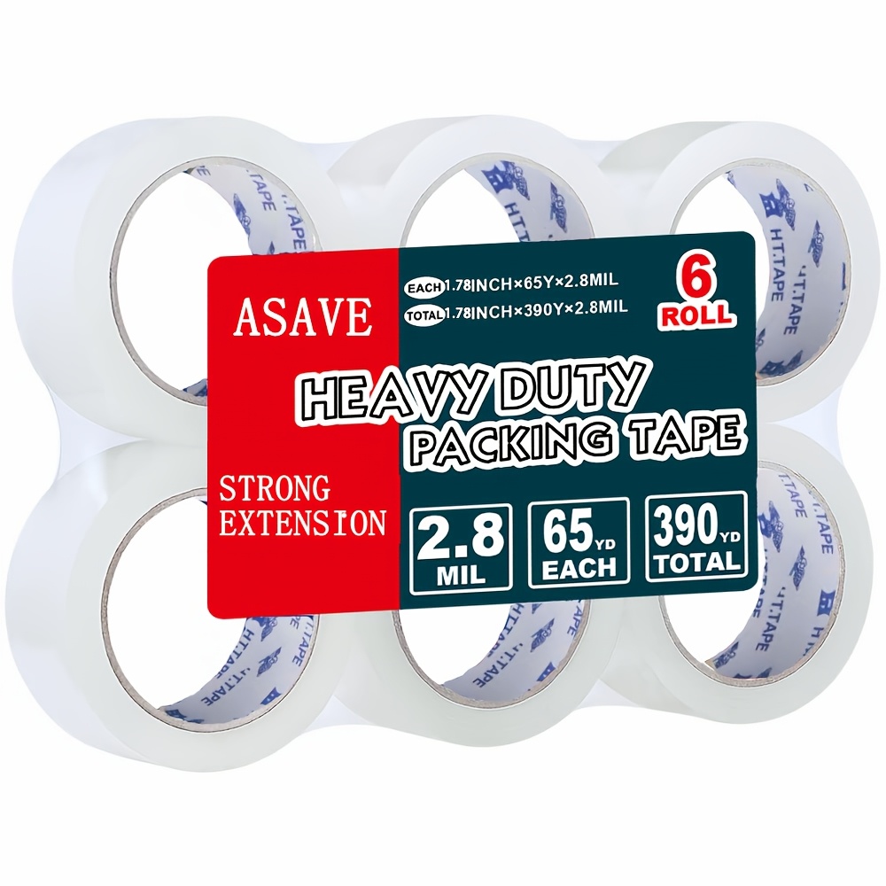 

6 Rolls Of 2 Mil Thick Heavy Duty Clear Packing Tape - 1.8" X 65 Yds Carton Sealing Tape For Packaging And Shipping, Clear Carton Sealing Tapes.