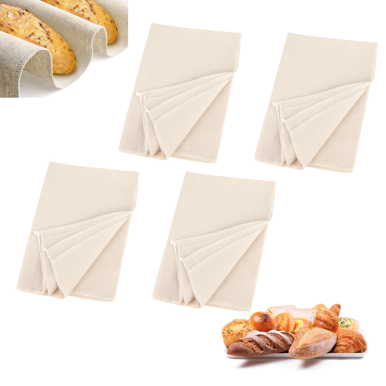 

4pcs Bread Proofing Cloths - Food-safe Fabric For Baking, Holidays Like 's Day, Valentine's, Thanksgiving | Ideal For Sourdough, Pastries & More