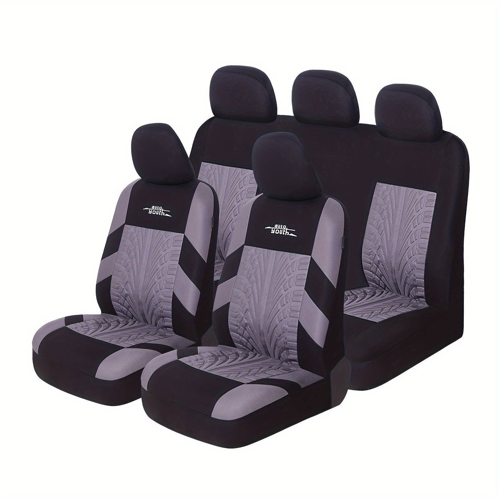 

Car Seat Covers Full Set, Front & Split Rear Bench For Car, 3d Tyre Print Automotive Interior Covers, Airbag Compatible, Quick Setup Universal Fit Seat Covers For Car, Truck, Suv (