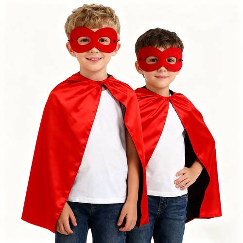 two piece cape set including two color cape and mask halloween hero costume kids pretend play role play costume dress up costume party stage costume suitable for boys and girls multiplayer game toy as a surprise birthday gift
