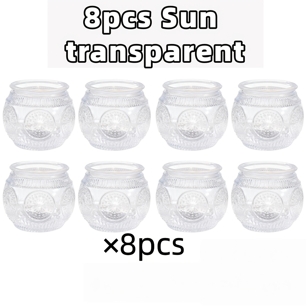 TEMU 8pcs Transparent Round Candle Holders Set, Suitable For Center Decoration On Dining Tables, Romantic Tea Lamp Candle Holders, Hurricane Candle