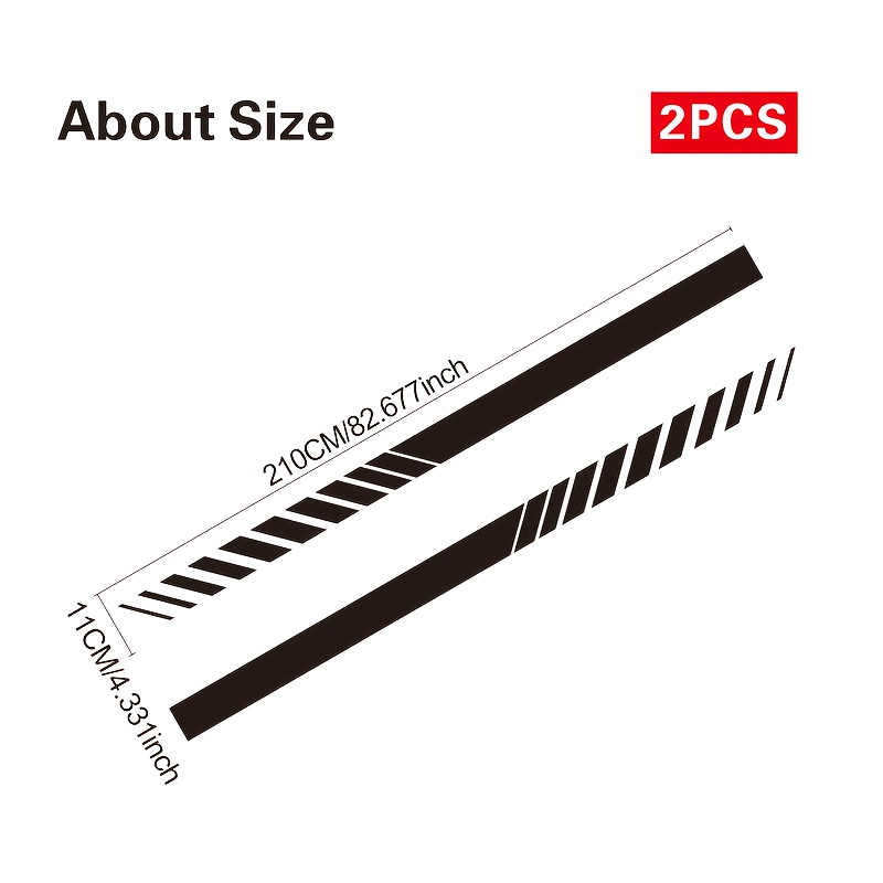 Image of 2pcs Of Car Door Side Skirt Stickers, Stripe-shaped Car Stickers, Geometric And Decorative Pvc Decals, Suitable For Car Exterior Modification And Decoration Additions