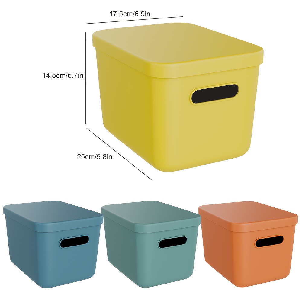TEMU A 4pcs Set Of Small Storage Boxes With Lids, Stackable Plastic Storage Boxes, Shelf Baskets For Organization, Suitable For Food Storage Room