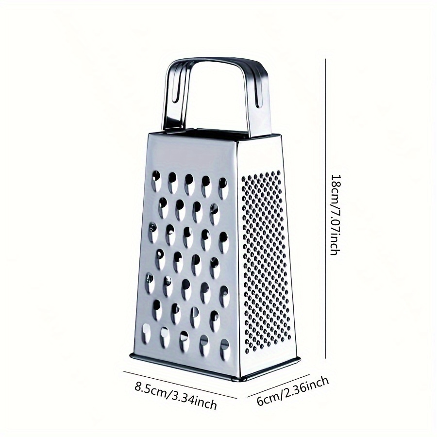 Compact Size, Stainless Steel Box Grater With Handle – 4-sided Cheese , Vegetable Slicer, And Fruit Grater – Manual Kitchen Tool For Potatoes, Carrots, , Ginger