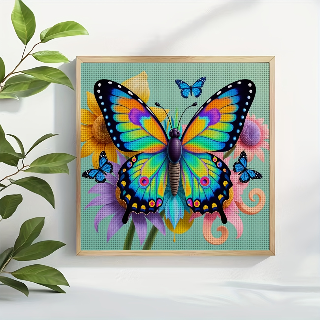 Cross Stitch Kit, Colorful Butterflies and Flowers Pattern