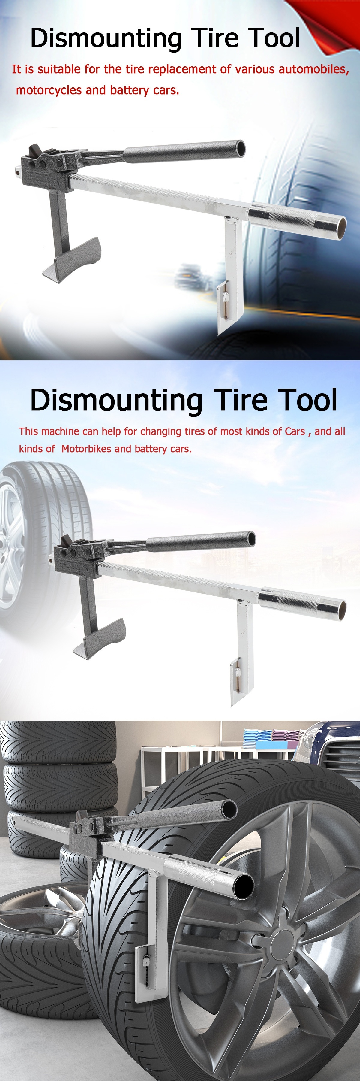 Manual Portable Hand Tire Changer Tire Bead Breaker Mounting / Dismounting Tire