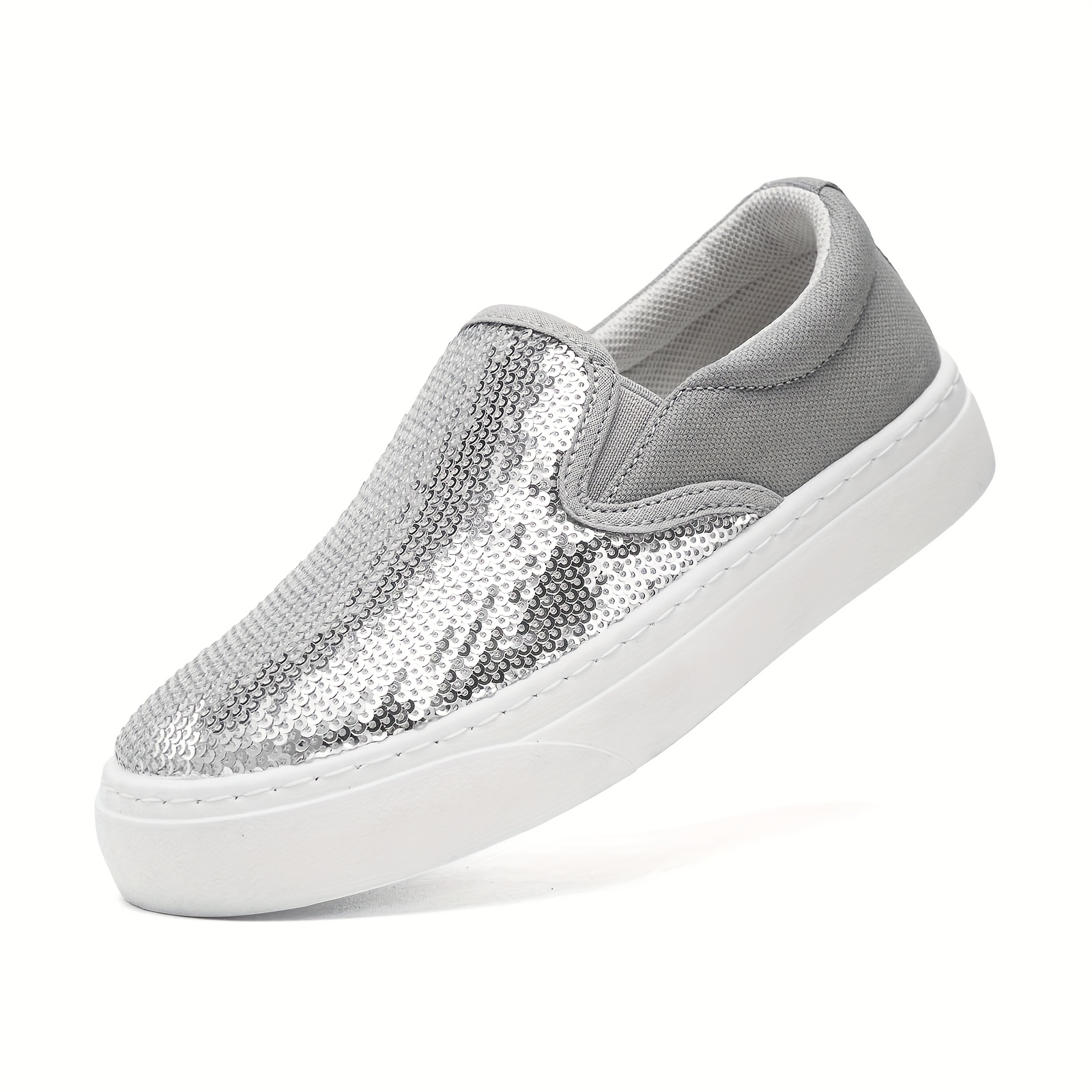 Casual Shoes Silver Sequin Tennis Shoes Womens Womens Canvas Slip