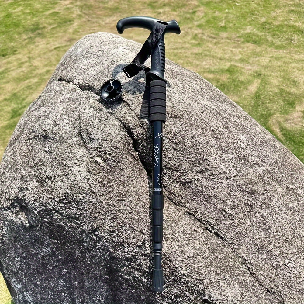 TEMU 4 Section Curved Handle Hiking Stick, Telescopic Hiking Stick