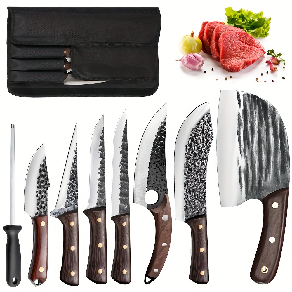 

Professional 8pcs Kitchen Knives Set, Chef, Butcher, , , , Utility Knife High Carbon Stainless Steel With Ergonomic Wood Handle Knife Set For Home Kitchen Restaurant Vegetable, Meat, Fruit