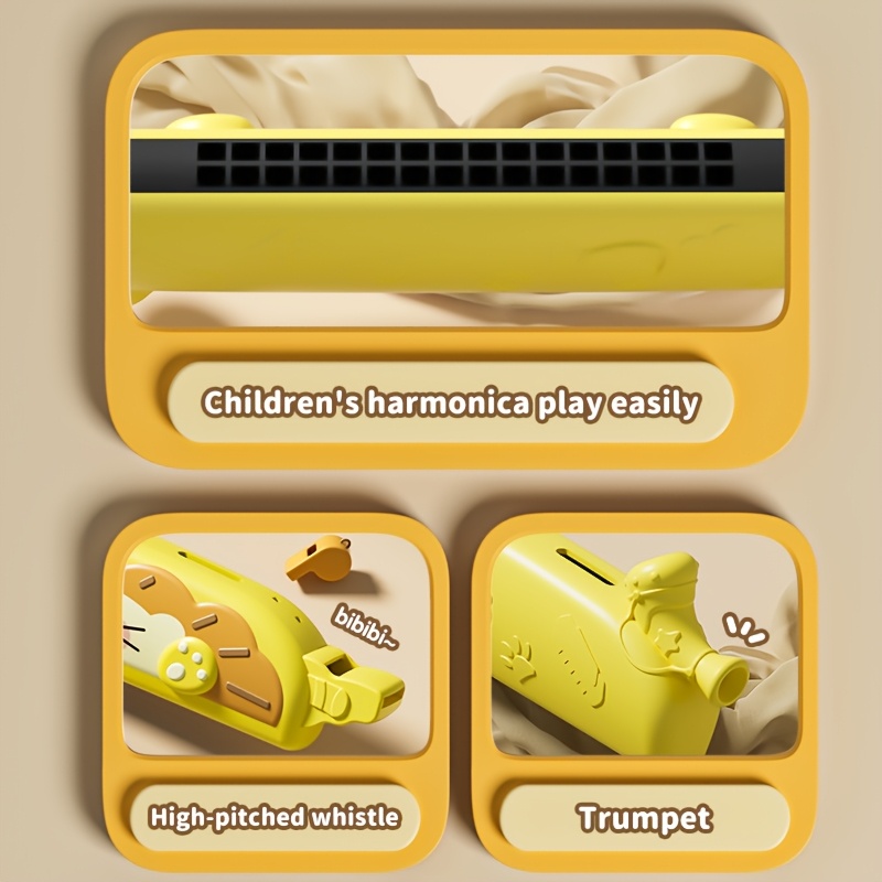 2pcs Cartoon 16 Hole Harmonica Toy Instrument for Boys and Girls