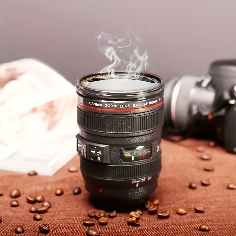 

Photographer's : Stainless Steel Camera Lens Coffee Mug With Leak-proof Lid - Perfect Gift For Photographers, Black