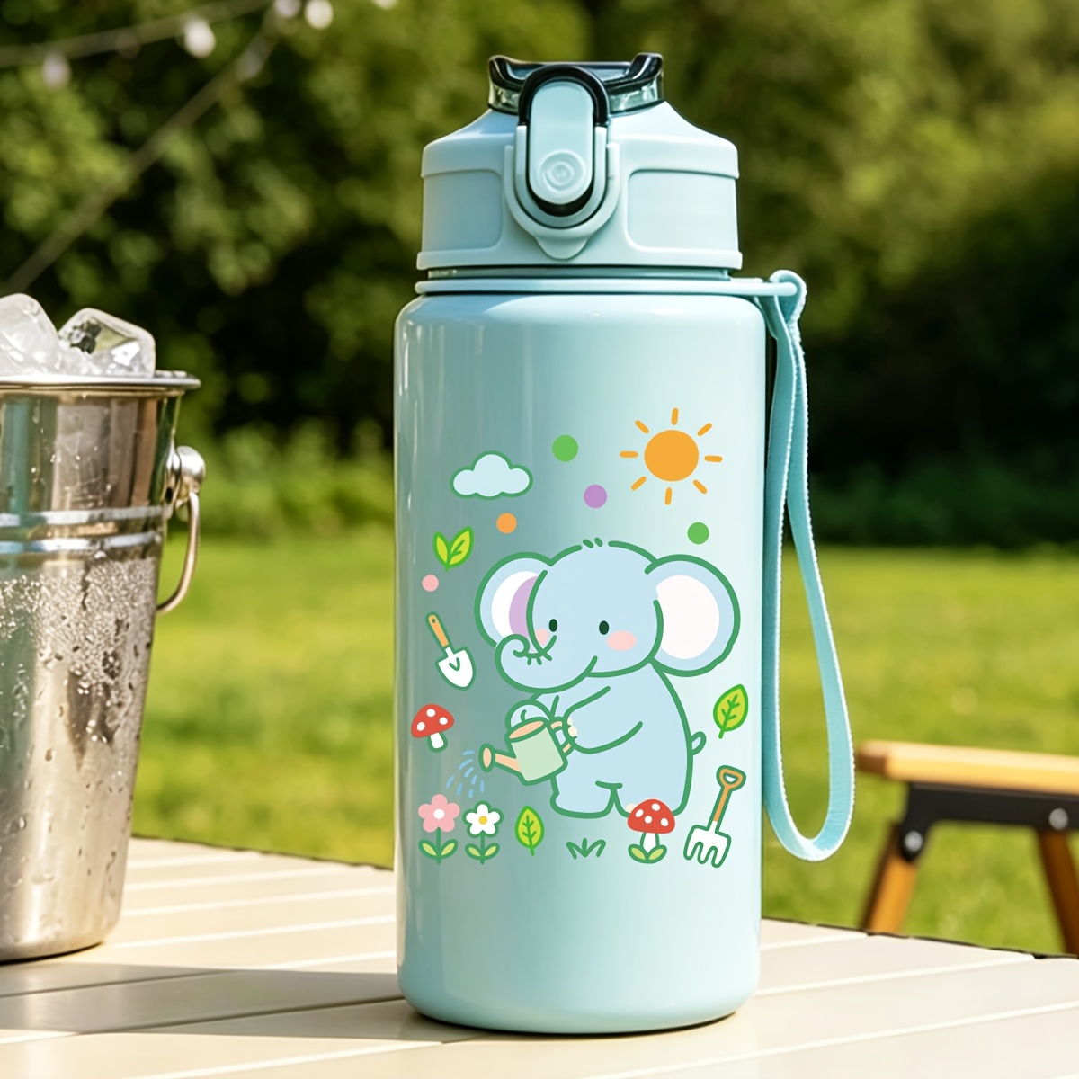 TEMU Personalizzabile - Borraccia in Plastica con Cannuccia, 500ml, con Elefante Cartone Animato, , Leone , Gatto che . Portatile a di Perdite per