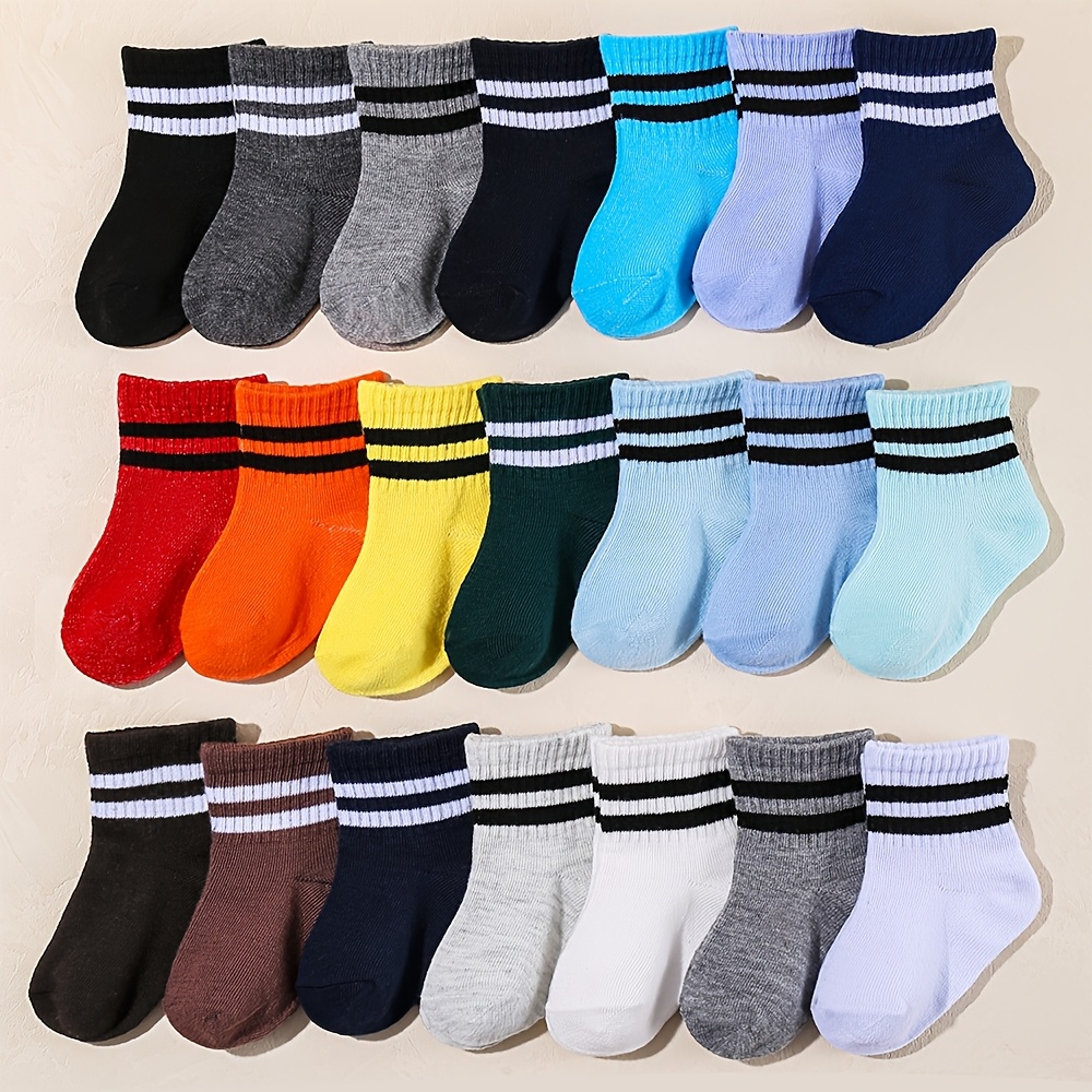 E-shop 10 Paar Zufällige Farben Kinder Crew Sportsocken Streifen-Design Kleinkind Baby Casual Socken