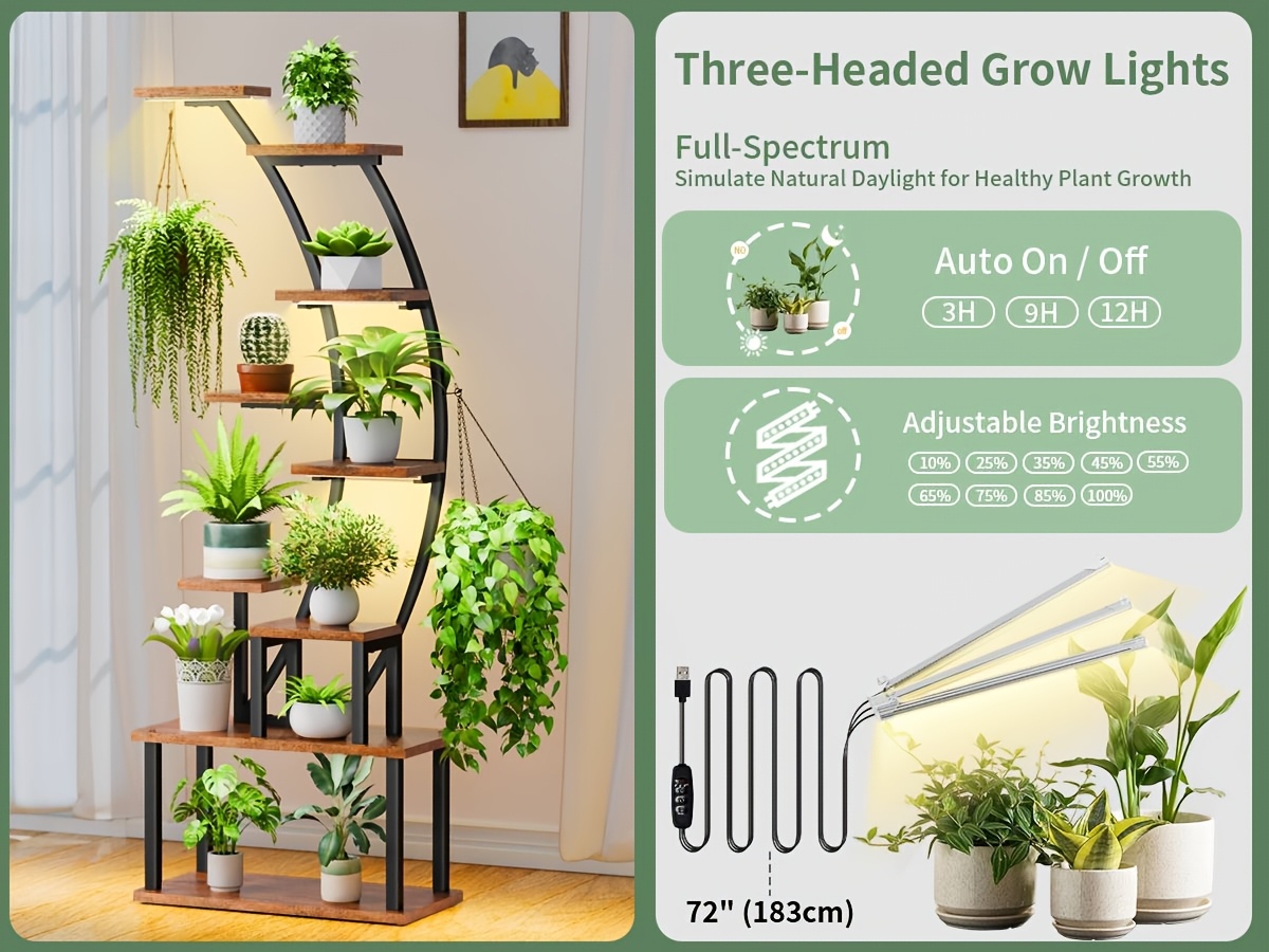 plant stand indoor grow lights 9 tiered metal corner shelves - Temu