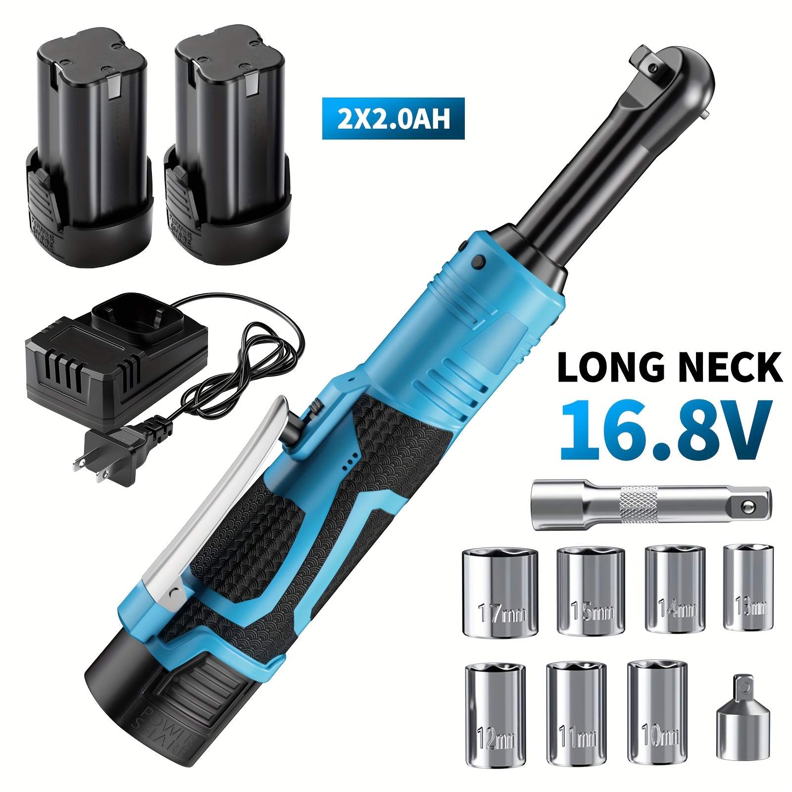 18V Cordless Electric Ratchet Wrench Set – 3/8 Inch, 45 Ft-Lbs, Lithium Ion