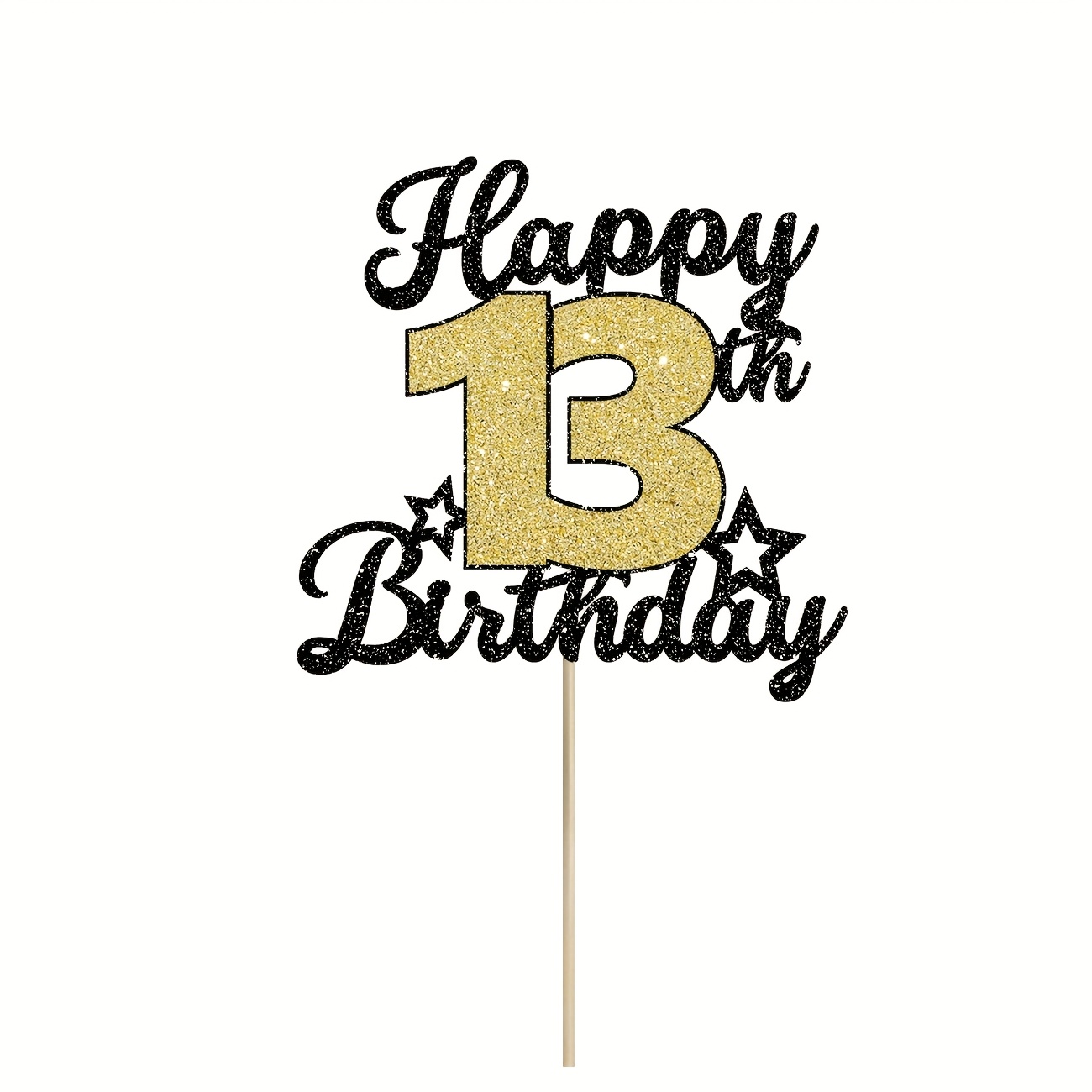 1pc, 13th Birthday Happy Birthday Cake Topper, With Shiny Double-layer Golden "13" Design, Suitable For Birthday Parties And Celebration Cake Decorations