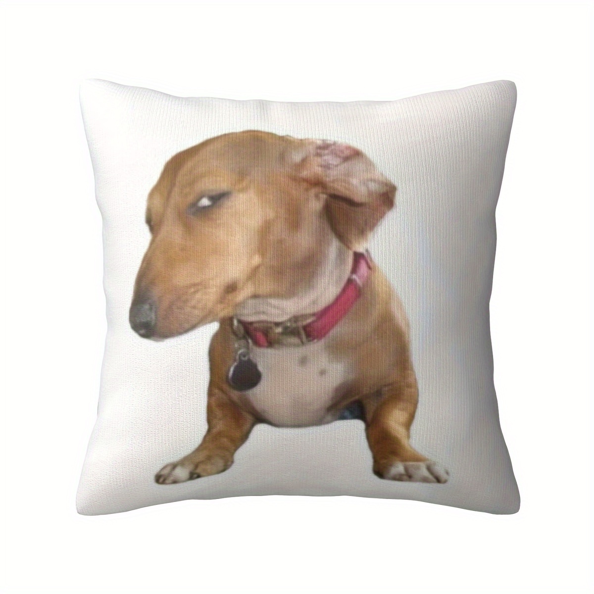 

1pc , Sus, Side Eye, Giving Side Eye, Dachshund Dog, Funny Meme Short Plush Throw Pillow Cover, Cushion Covers, Pillow Cases 18x18 Inch (no Pillow Core)