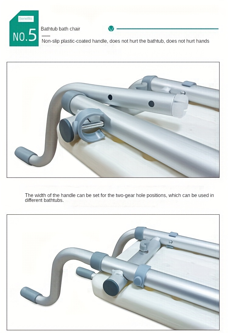 1pc Bath Bench Heavy Duty Shower Stool Aluminium Adjustable Length Bathroom Seat 72-82cm Can Load Up To Support 350ibs, Plastic Bathtub Seat For Elderly