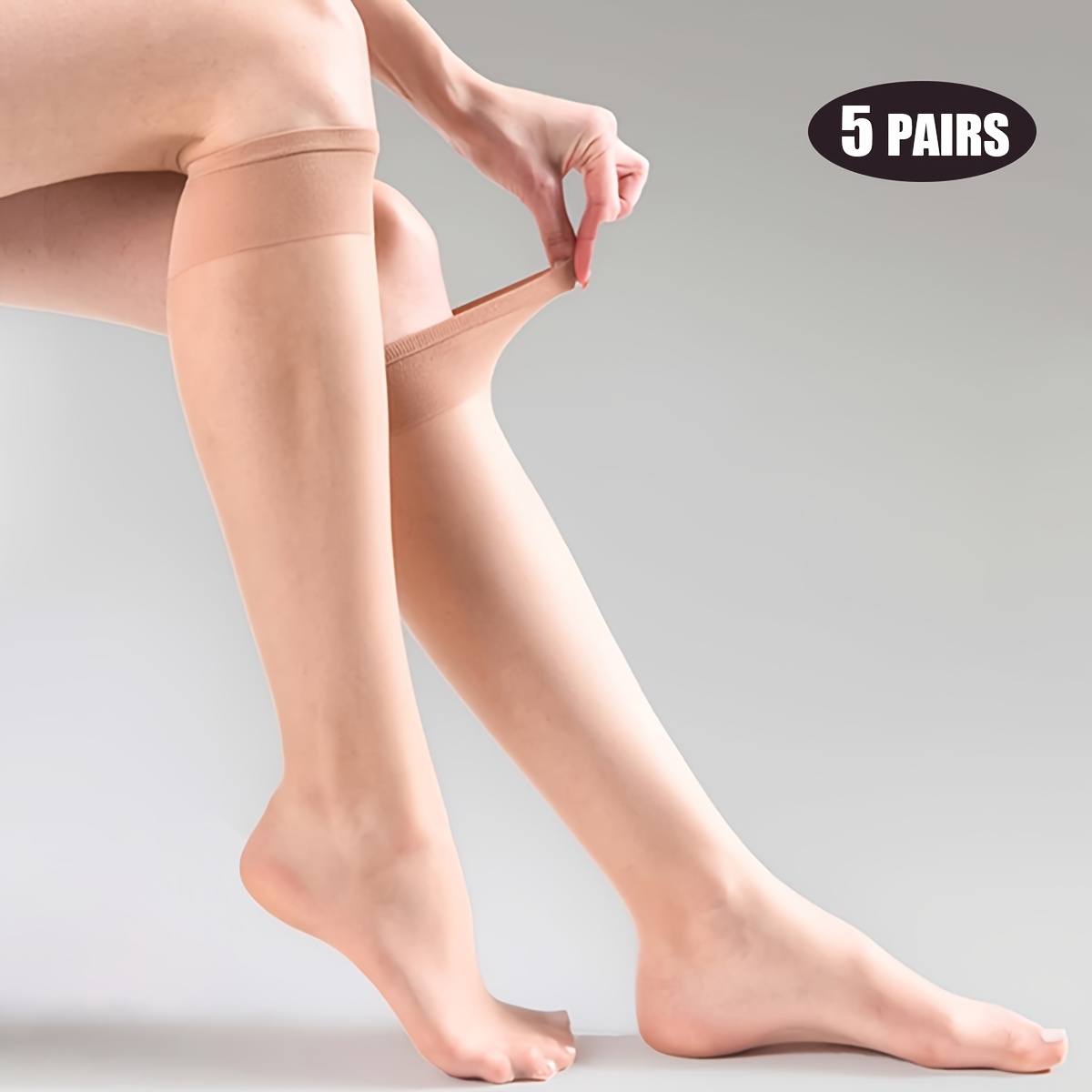 TEMU 5 Pairs Women's Calf Socks, Ultra-thin Comfortable Breathable Knee-high Mid-calf Socks, Suitable For Daily Casual And Sports Wear
