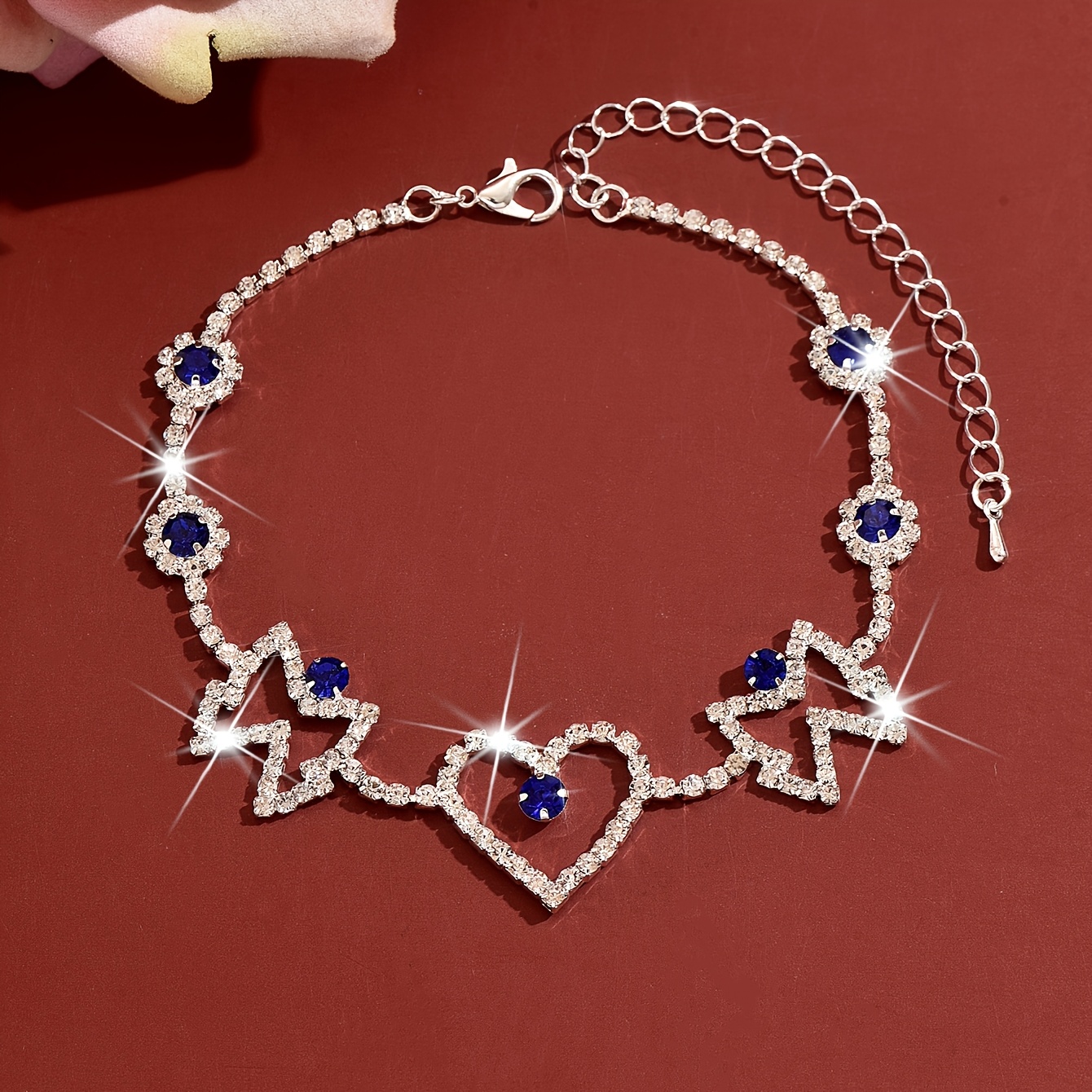 Rhinestone Heart & Butterfly Spliced Anklet, Gift for Parties