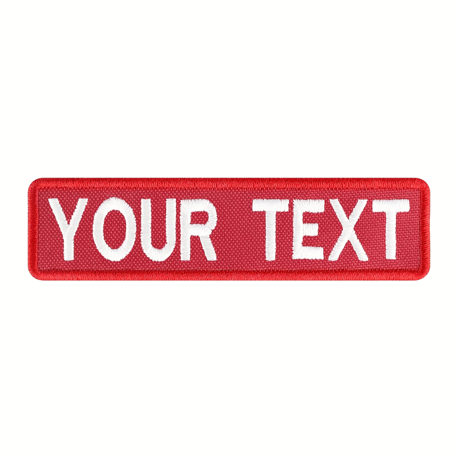 TEMU (customized) Embroidered Name Patch On Red Background 2pcs 4 Fonts Fastener Wide Use Embroidery Patch On The