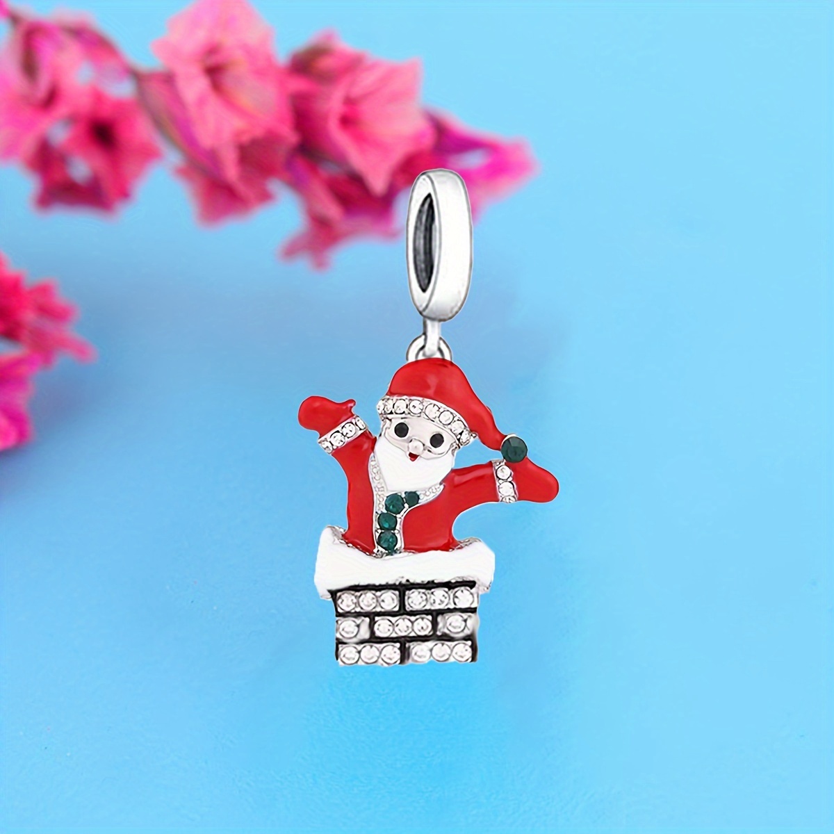 925 Sterling Silver Santa Claus Charm, Christmas Accessory