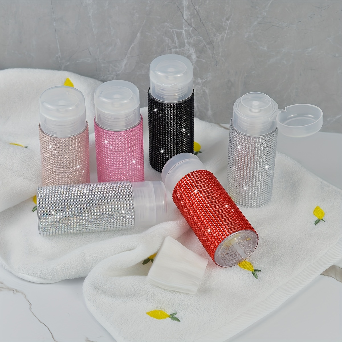 

1pc 150ml Rhinestone Decorated Cosmetic For Toner, Remover, Polish Remover - Plastic, Freestanding - , No