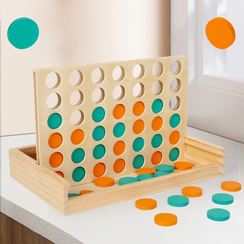 

2-player Wooden Board Game, 4 In A Row , Aesthetic Coffee Table Game, Travel-friendly, Classic