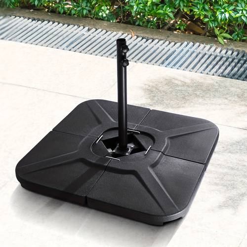230lb capacity 4pcs umbrella base stand cantilever offset patio umbrella stand heavy duty outdoor umbrella stand base square large holder with locking for water or sand black