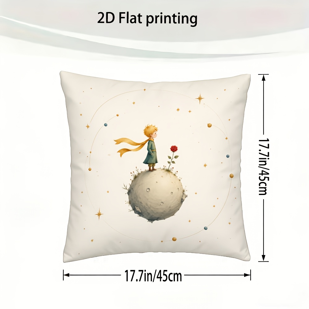 TEMU 1pc Little Prince Sphere Princepillowcase (without Pillow Insert) 17.72 X 17.72 Inches Double Sided Print For Decorating Your Living Room Sofa