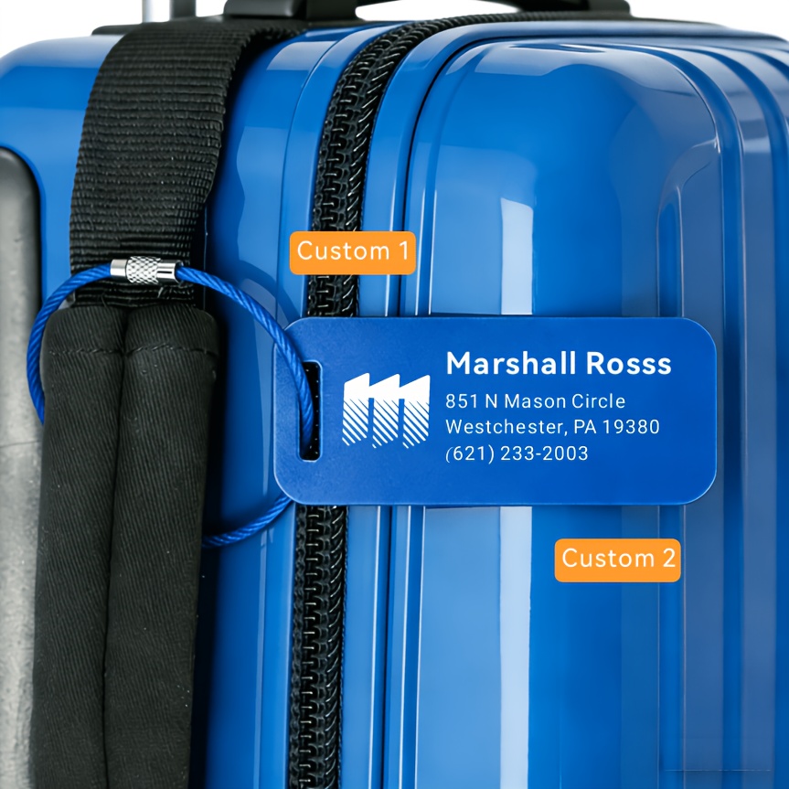 Custom Aluminum Luggage Tag with Uppercase Initials