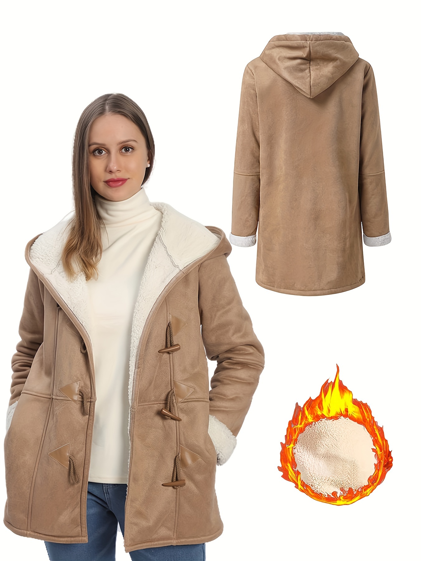  Ropa de clima frío para mujer, abrigo fino de lana sintética  para mujer, chaqueta larga de forro polar con cremallera completa, Blanco :  Ropa, Zapatos y Joyería