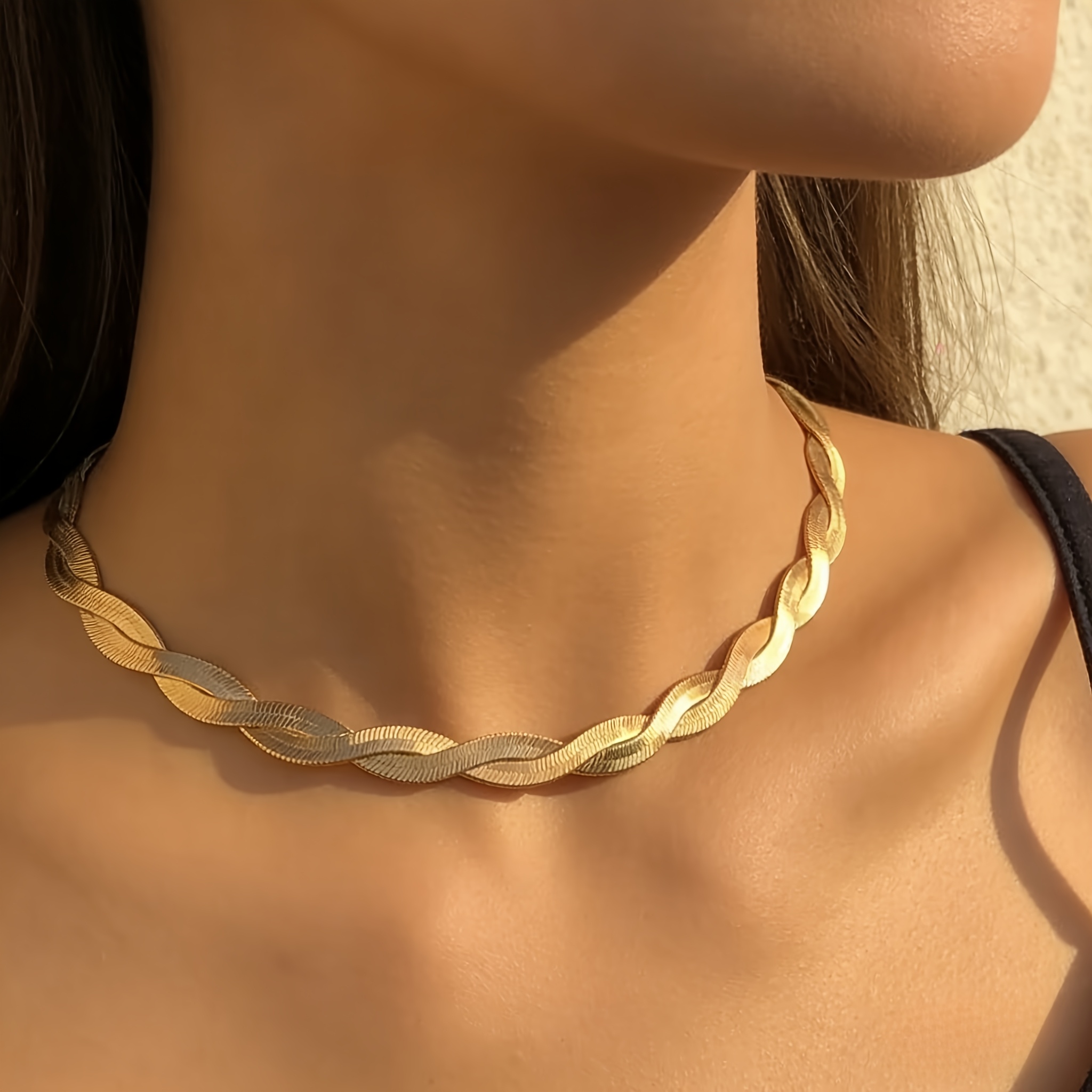 Image of Fashion Stainless Steel Double-layer Twisted Design Necklace | Handcrafted, 18k Golden Plated, Waterproof, Fade-resistant, Ideal For Valentine's Day And Mother's Day Gifts