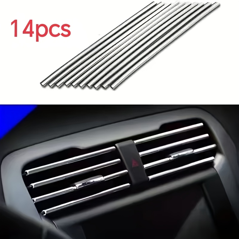 TEMU 14pcs Set Of Car Air Conditioning Vent Decorative Strips - U-shaped Design, Pvc Material, Suitable For Most Car Models, Enhancing Interior