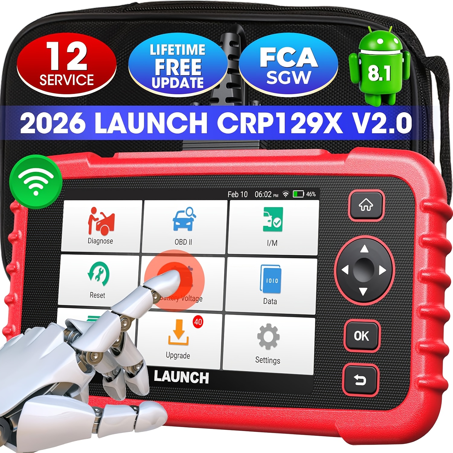 LAUNCH CRP129X Diagnostično orodje s 4 sistemskimi diagnostikami (Motor SRS AT/MT in ABS) Reset za olje SAS EPB TPM, brez baterije