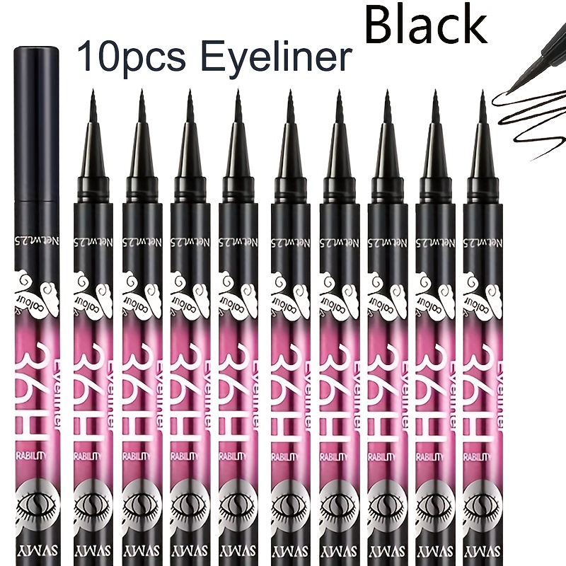 TEMU 10pcs Eyeliner, Fast-drying And Smooth Application, Water-resistant And Sweat-resistant, Anti-dizziness And Long-lasting Makeup, Suitable For Beginners, Is An For Holiday Makeup Gifts