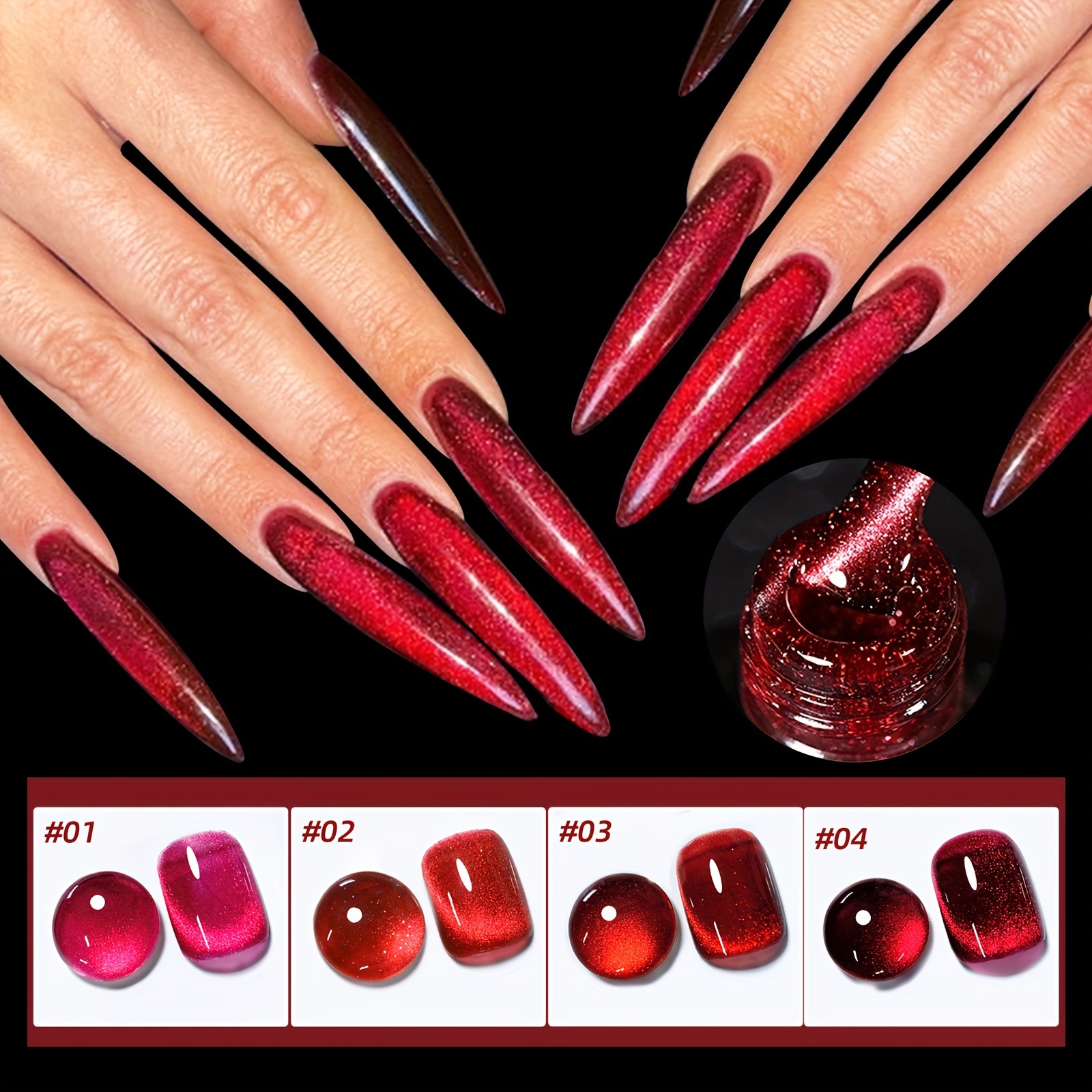 

Cherry Ruby Crystal Cat Eye Gel Nail Polish Chameleon Magnetic Gel Soak Off Uv Led Nail Varnish Gel For Manicure