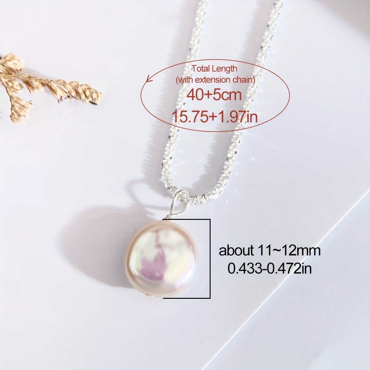 Flat Round Shell Pearl Pendant Necklace For Women