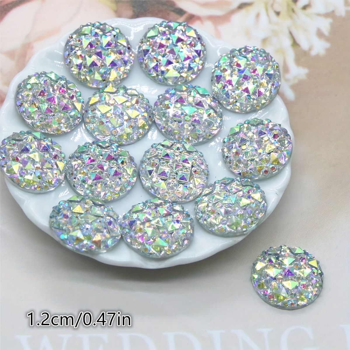 TEMU 50pcs Cabujones de Resina Redondos y Facetados Coloridos, Colores Surtidos, para Manualidades DIY y Accesorios de Fabricación de Joyas,